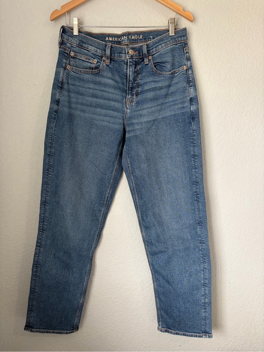 American Eagle Outfitters High-Rise Mid Blue Straight Leg Jeans
